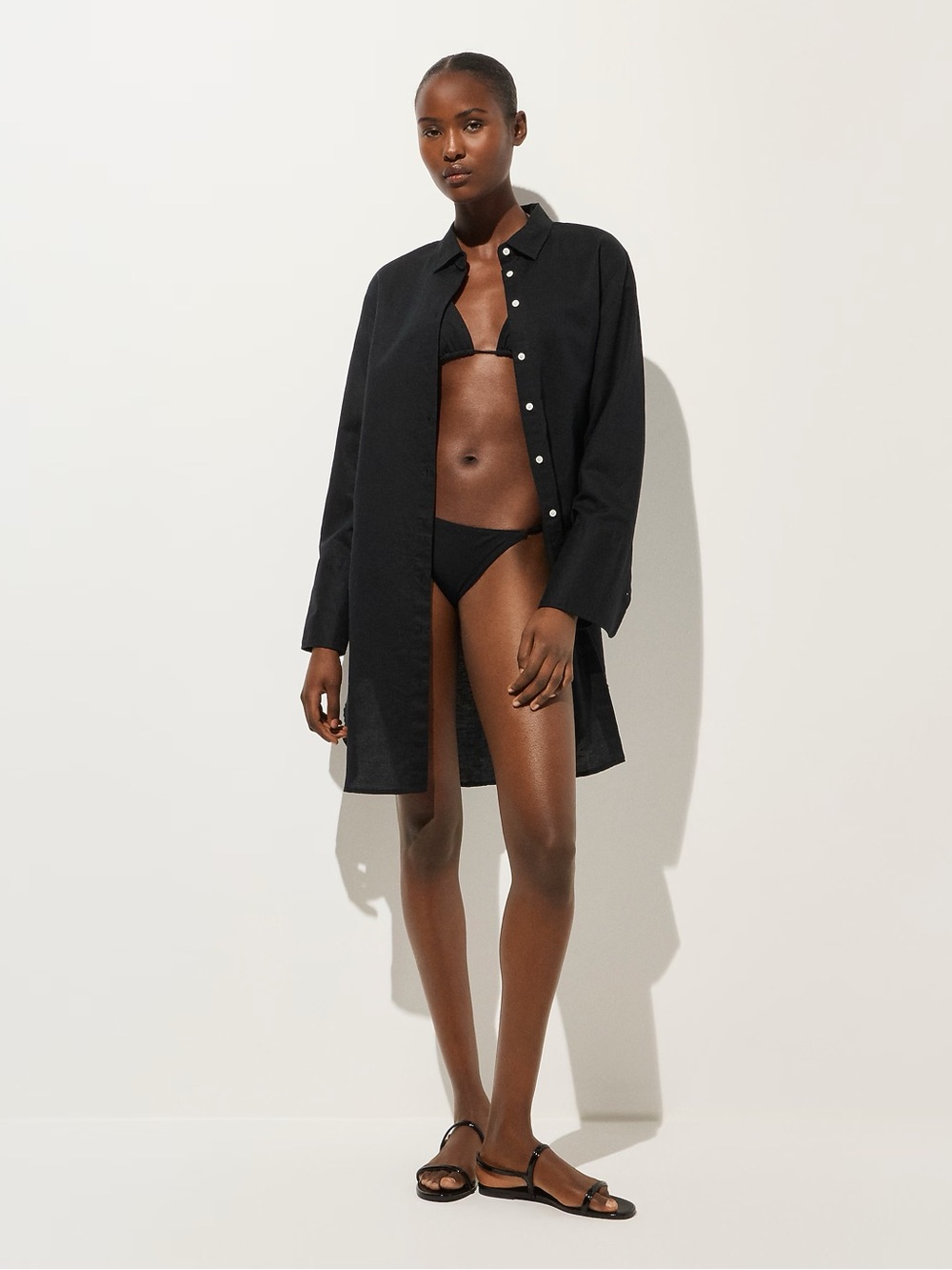 Relaxed-fit beach shirt in linen-cotton blend